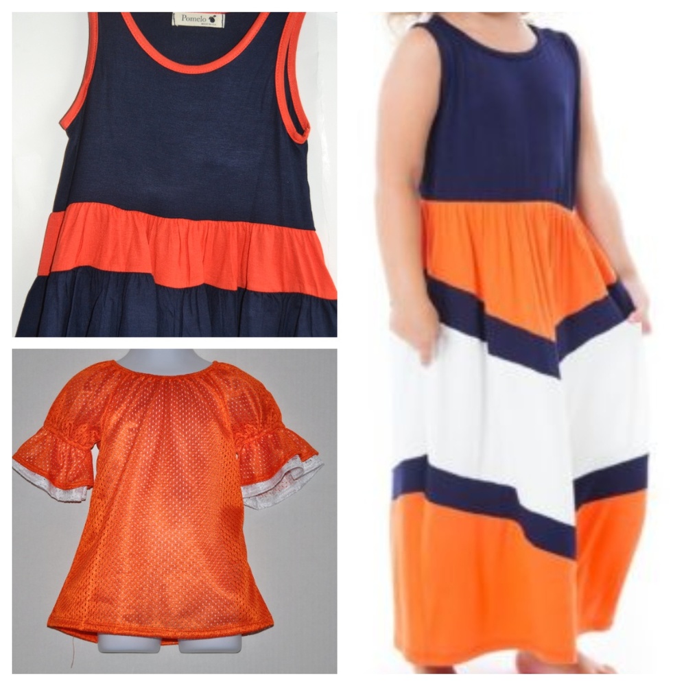 Girl's Boutique Lot 2T Orange Navy Dresses Jersey